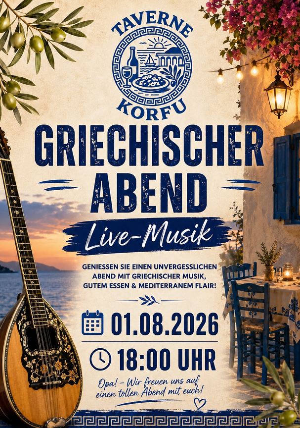 Live Music am 01.08.2026 in der Taverne Korfu
